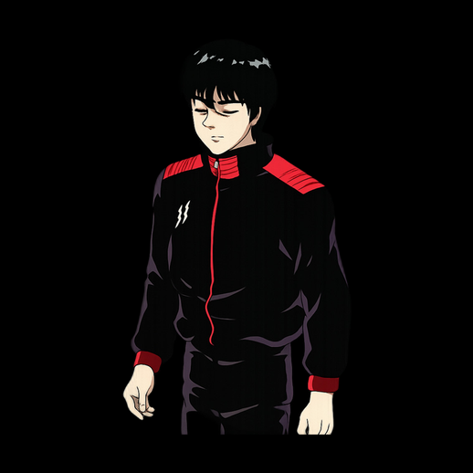 Personnage anime 3D gratuit tenue sportive noire