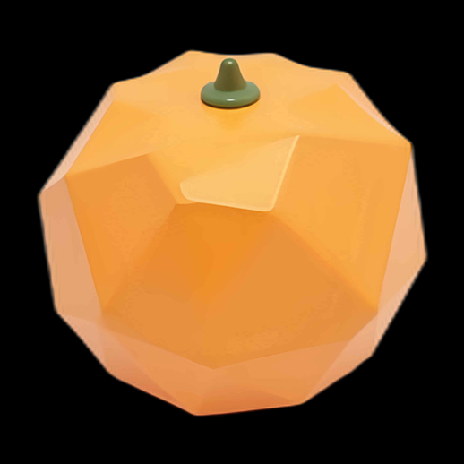 Orange 3D stylisée et géométrique