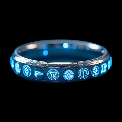 Anneau futuriste avec symboles lumineux