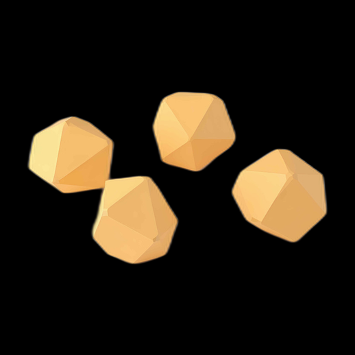 Icosaèdres 3D dorés polygonaux - modele 3D gratuit