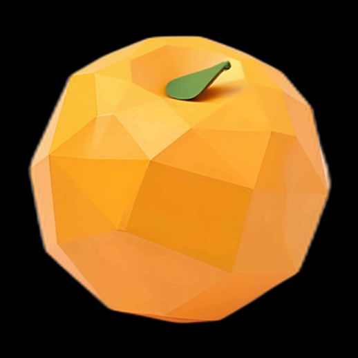 Orange 3D polygonal stylisée - modele 3D gratuit