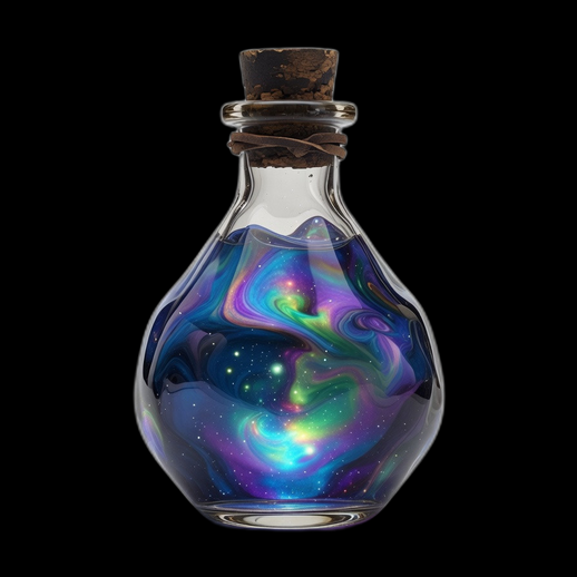 Flacon potion magique 3D gratuit galaxie colorée
