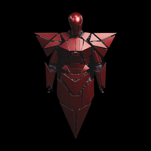 Armure modulaire rouge futuriste