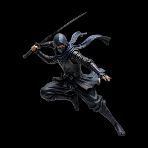 Ninja furtif 3D gratuit avec katana noir