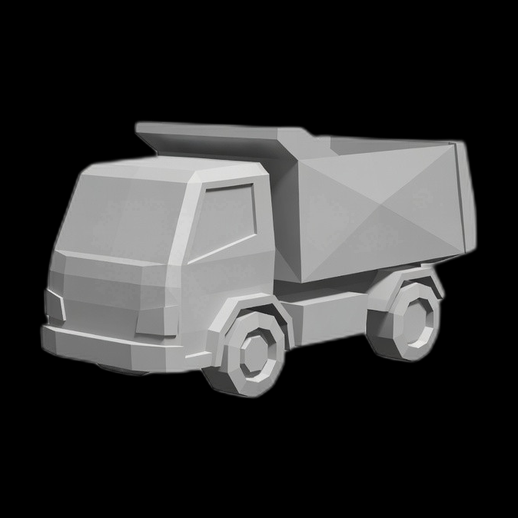 Camion benne low poly 3D gratuit