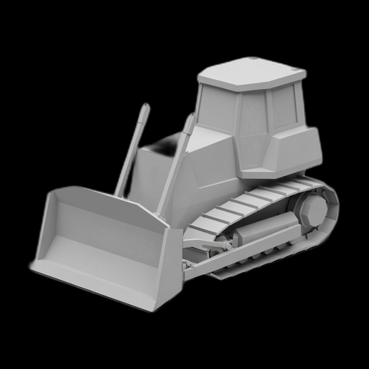 Bulldozer 3D gratuit modele chantier low poly