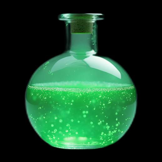 Potion verte lumineuse dans flacon - modele 3D gratuit