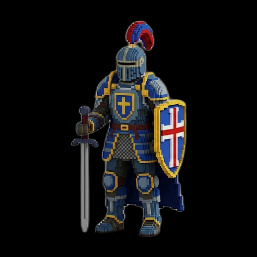 Chevalier voxel art armure bleue