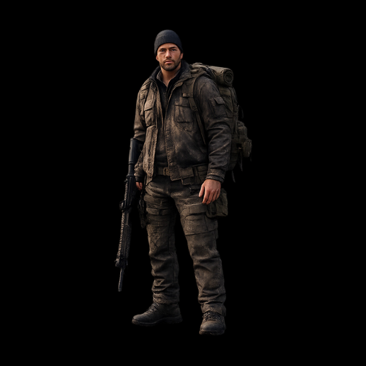 Personnage survivant arme 3D gratuit realiste
