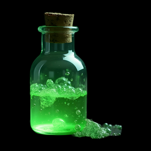 Potion verte dans une bouteille