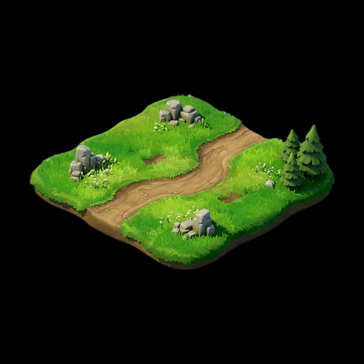 Terrain herbeux stylise 3D gratuit avec chemin