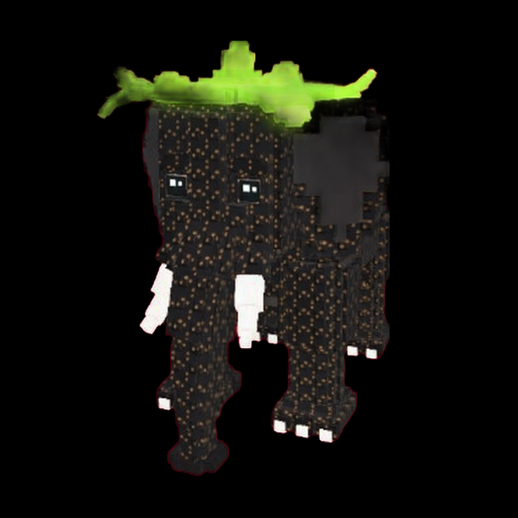 Éléphant voxelisé avec halo vert