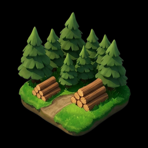Foret low poly 3D gratuit avec rondins