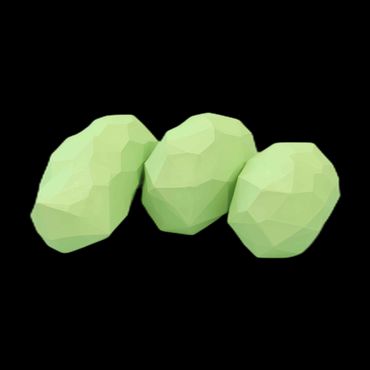 Trois roches vertes low poly