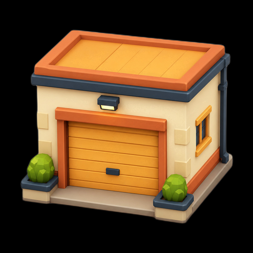 Garage maison 3D gratuit style cartoon