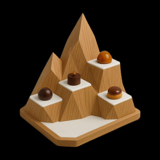 Presentoir desserts 3D gratuit en bois stylise