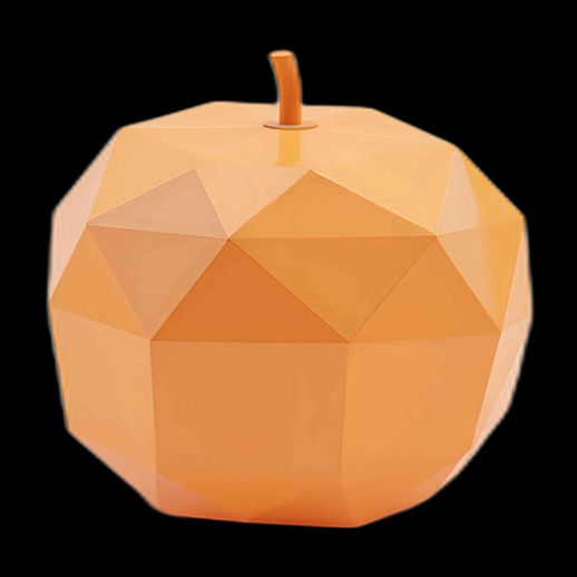 Pomme géométrique 3D orange stylisée