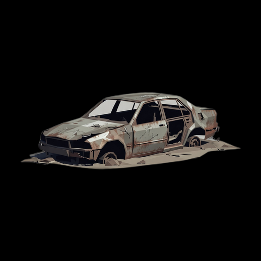 Voiture abandonnee rouillee 3D gratuit epave realiste