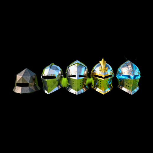 Casques de chevalier 3D variés
