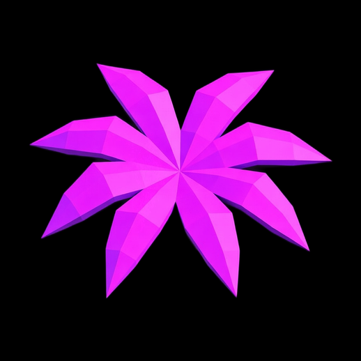Fleur low poly 3D gratuit violet stylise