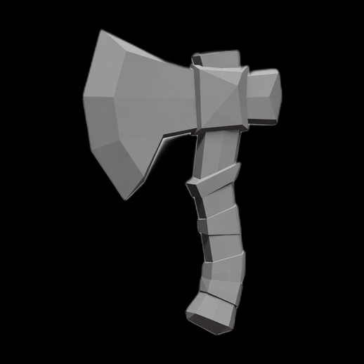 Hache low poly 3D gratuit stylisee