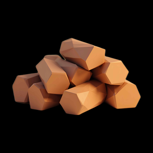 Pile de bûches low-poly orange
