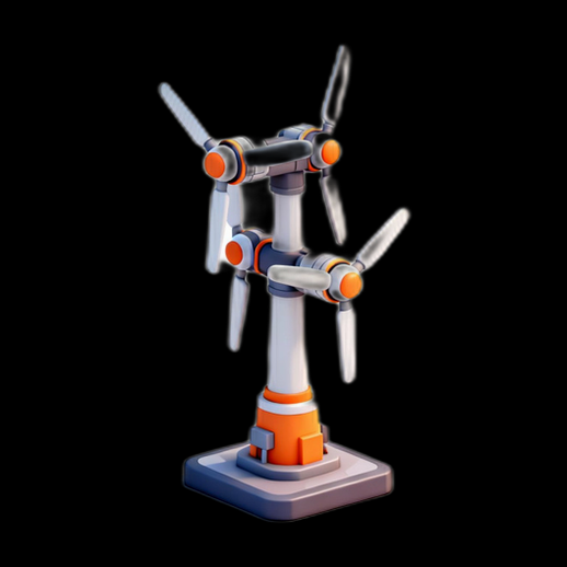 Éolienne stylisée à double rotor