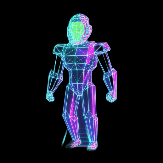 Robot 3D polygonal néon