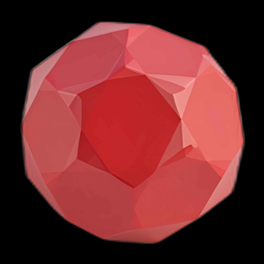Rubis taillé, objet 3D brillant