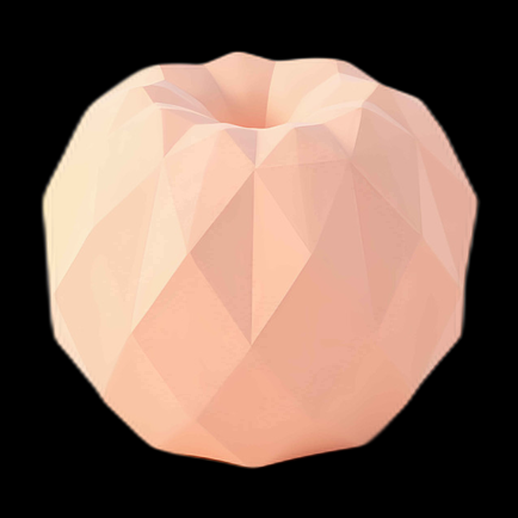 Pomme Low-Poly 3D Rose Pâle