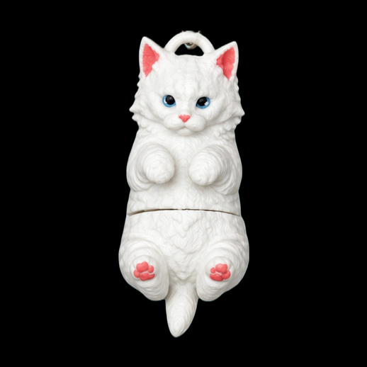 Chaton blanc kawaii 3D gratuit style figurine