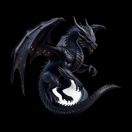Dragon noir fantasy 3D gratuit detaille