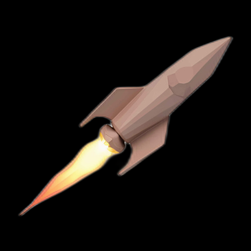 Fusée 3D Low Poly en vol