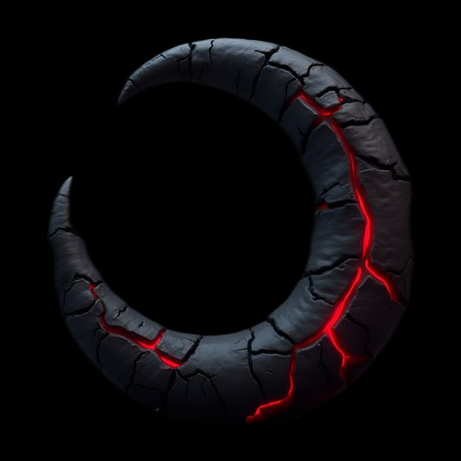 Lune craquelée rougeoyante en 3D