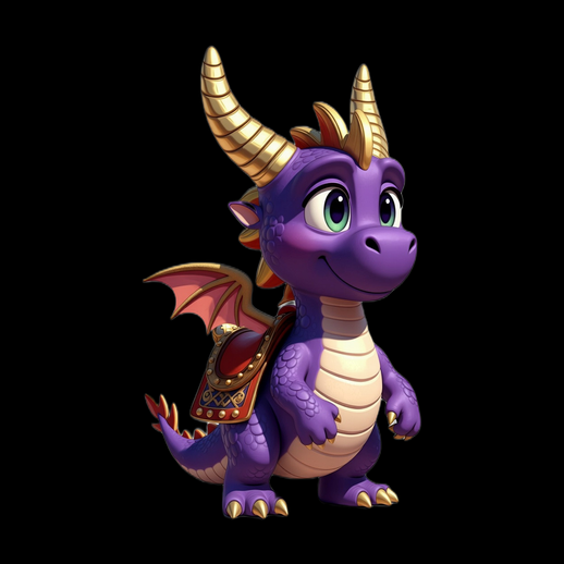 Dragon cartoon 3D gratuit violet mignon