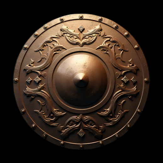 Bouclier rond ornemental en bronze 3D