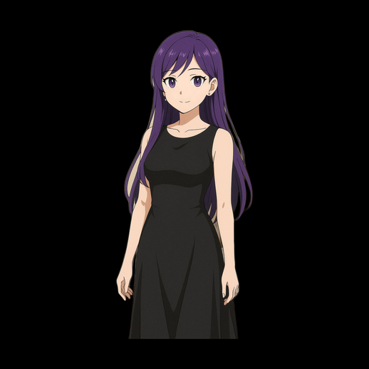 Personnage anime fille 3D gratuit robe noire