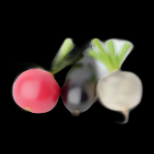 Assortiment 3D de radis et aubergine