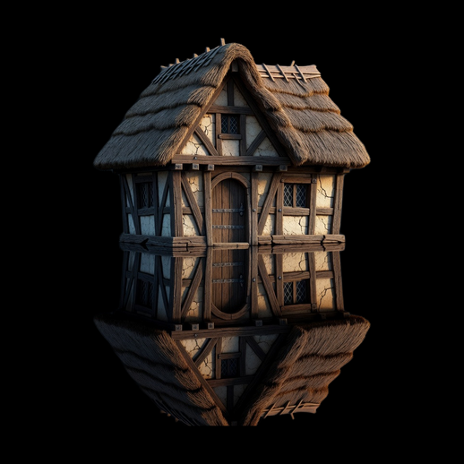 Maison medievale 3D gratuit style cottage bois
