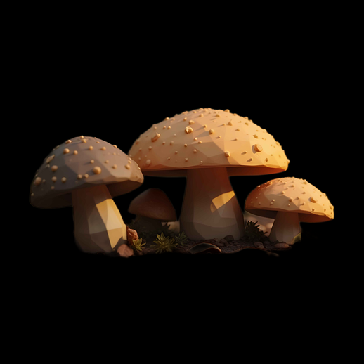 Asset 3D : Groupe de champignons