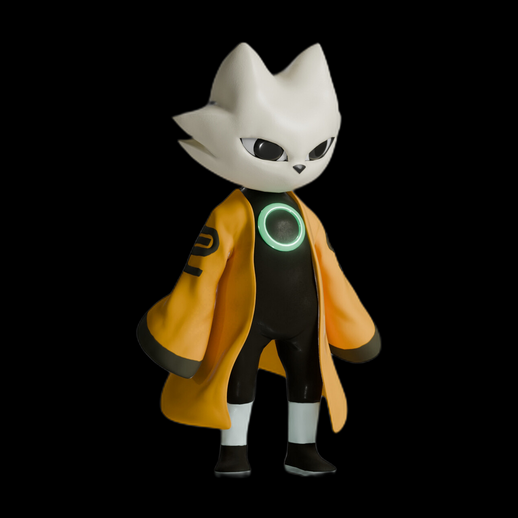 Personnage chat futuriste 3D gratuit stylisé
