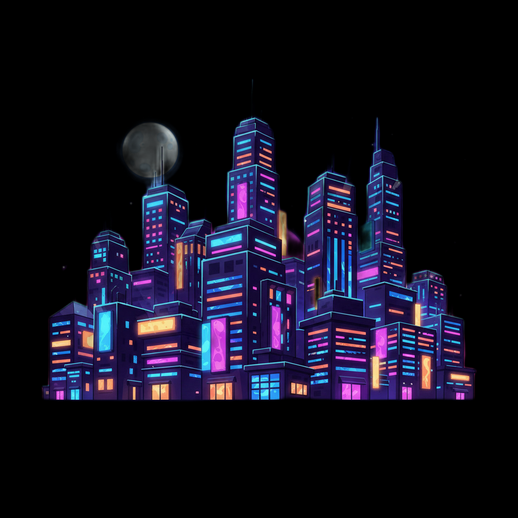 Ville futuriste néon 3D