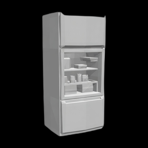 Refrigerateur cuisine 3D gratuit avec interieur detaille