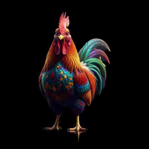 Coq colore 3D gratuit style realiste