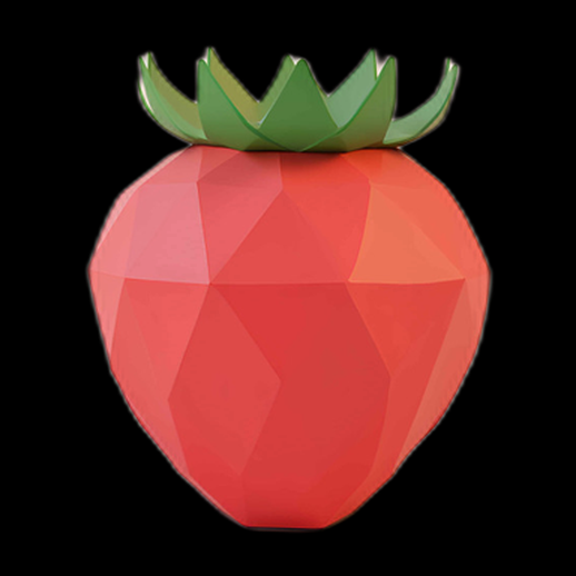 Fraise 3D Low Poly - modele 3D gratuit