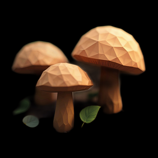 Champignons 3D Low-Poly