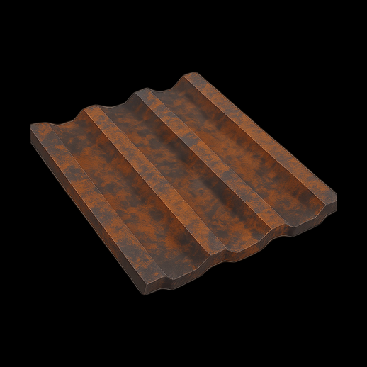 Tuile ondulée rouillée en 3D
