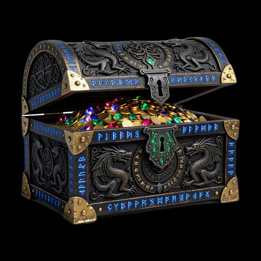 Coffre au tresor fantasy 3D gratuit runique