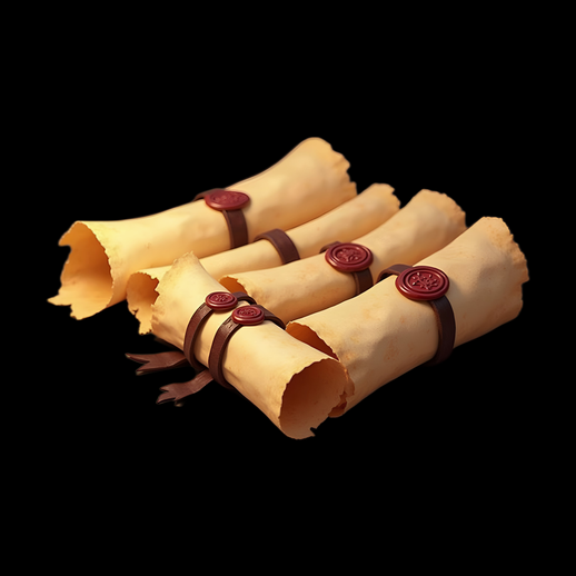 Rouleaux de parchemin anciens avec sceaux