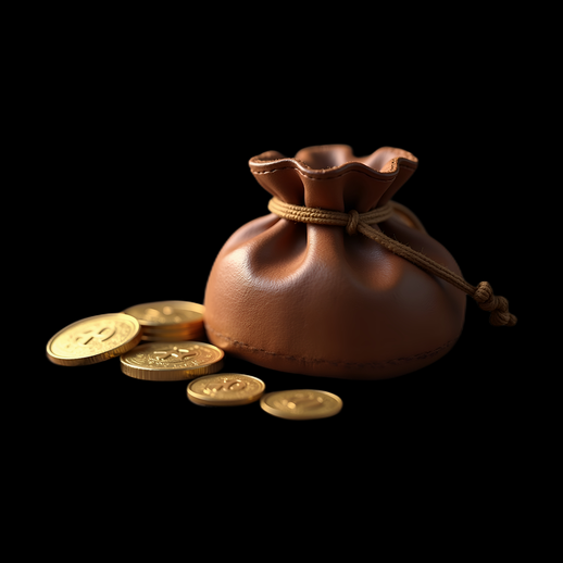 Sac de pièces d'or en cuir